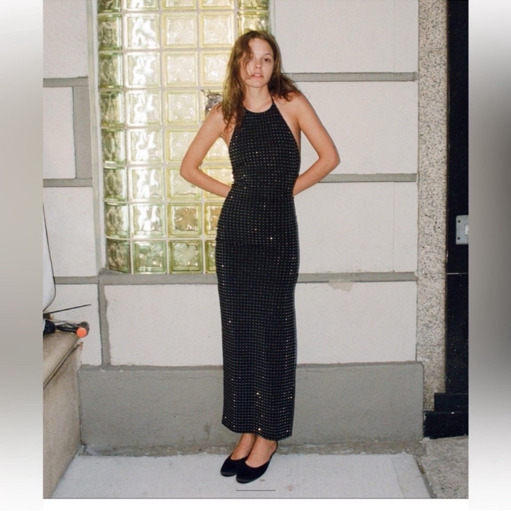 Zara black sparkle halter dress